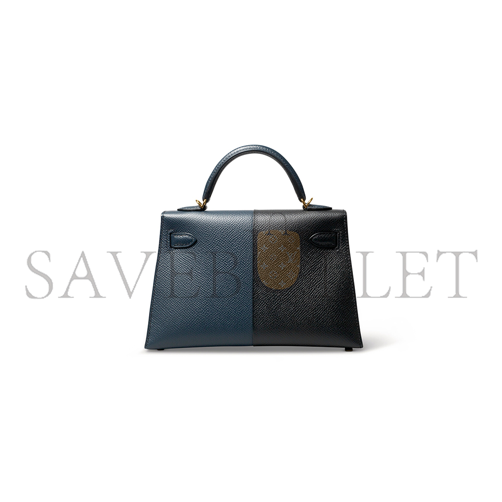 HERMÈS MASTER EDITION BLEU INDIGO, BLACK & ROUGE GRENAT EPSOM LEATHER MINI KELLY II WITH GOLD HARDWARE (19*12*5.5cm)